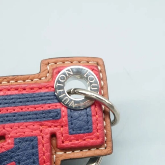 100% Authentic Louis Vuitton LV Letter Red&Blue Silver-tone Leather Bag Charm - Picture 4 of 7